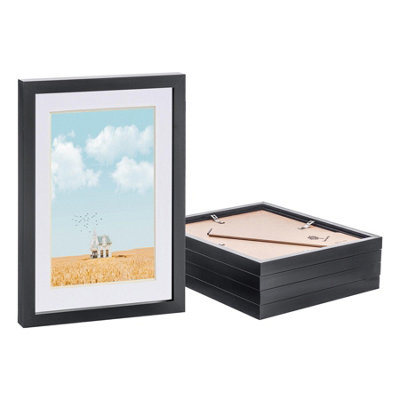 Photo Frames with A5 Mount - A4 (8" x 12") - Black/White - Pack of 5