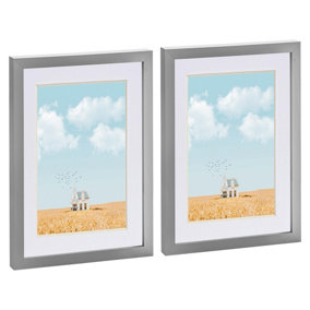 Photo Frames with A5 Mount - A4 (8" x 12") - Grey/White - Pack of 2