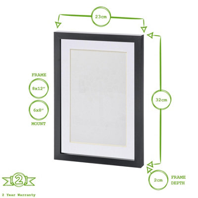 Photo Frames with A5 Mount - A4 (8" x 12") - Grey/White - Pack of 2