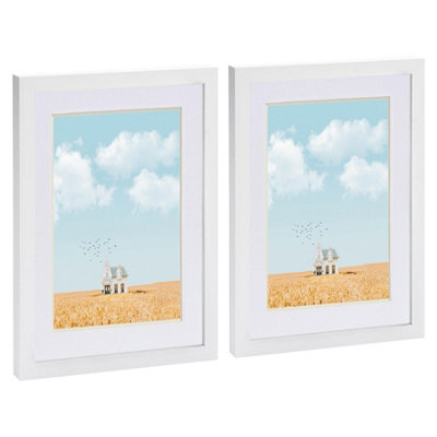 Photo Frames with A5 Mount - A4 (8" x 12") - White/White - Pack of 2