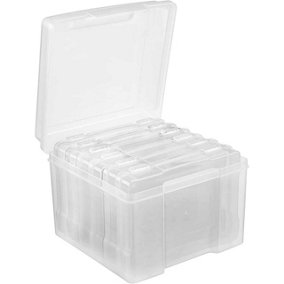 Photo Storage Boxes 7x5 Photograph Organiser - 600 Photo Capacity with 6 Clip Lock Cases - Protect from UV Light, Dust & Insects
