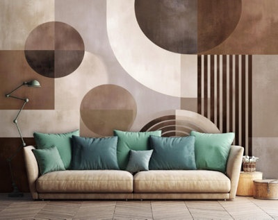 Photo Wallpaper Boho Beige Abstract Non-Woven Wall Mural Modern 250x175 cm