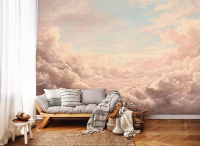 Photo Wallpaper Clouds Sky Beige Boho Non-Woven Wall Mural Modern 250x175 cm