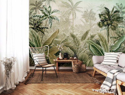 Photo Wallpaper Jungle Tropical Forest Green Non-Woven Wall Mural ...