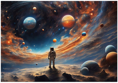 Photo Wallpaper Space Planets For Kids Children Non-Woven Wall Mural Modern 350x250 cm