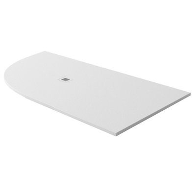 Pia Left Hand Offset Quadrant White Slate Effect Shower Tray - 1200x900mm