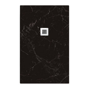 Pia Rectangle Black Marble Effect Shower Tray - 1200x800mm
