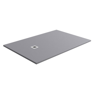 Pia Rectangle Grey Slate Effect Shower Tray - 1600x900mm | DIY at B&Q