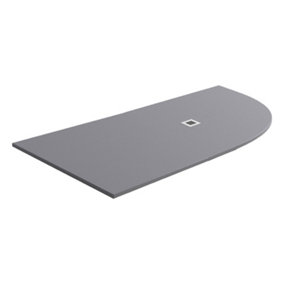 Pia Right Hand Offset Quadrant Grey Slate Effect Shower Tray - 1200x900mm