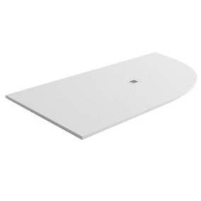 Pia Right Hand Offset Quadrant White Slate Effect Shower Tray - 1200x900mm