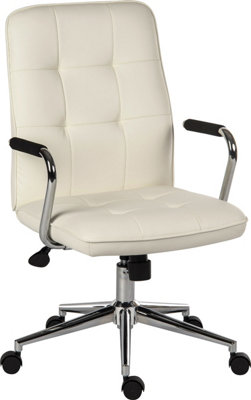 Piano Executive Chair in white bonded leather with gas lift seat height adjustment and tilt