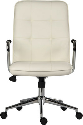 Piano Executive Chair in white bonded leather with gas lift seat height adjustment and tilt