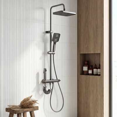 Piano-Key Wall-Mount Shower System, Digital Temperature Display, Rain ...