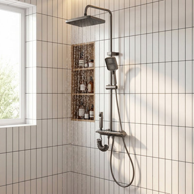 Piano-Key Wall-Mount Shower System, Digital Temperature Display, Rain ...