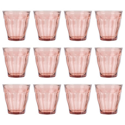 Picardie Glass Tumblers - 250ml - Pink - Pack of 12