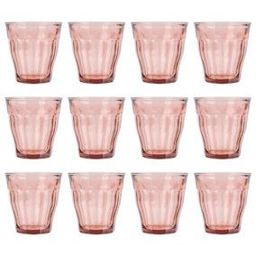 Picardie Glass Tumblers - 250ml - Pink - Pack of 12
