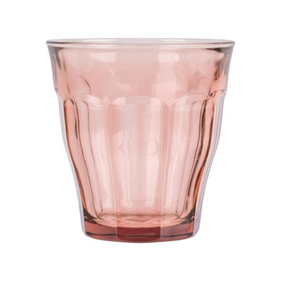 Picardie Glass Tumblers - 250ml - Pink - Pack of 8