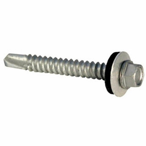 Picardy Hex Head Roofing Screws (Pack of 100) Metallic Silver (55mm x 80mm)