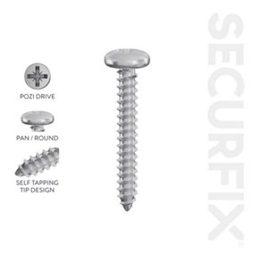 Picardy Pan Self Tapping Screws (Pack of 200) Silver (10mm x 0.5in x 12mm)