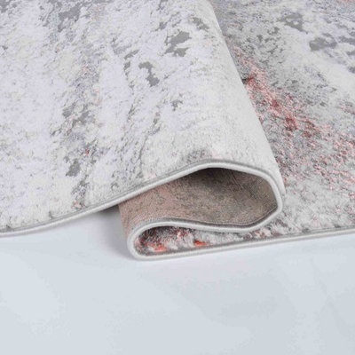Picasso Modern Living Room Rug - Abstract Area Rugs Pink - Runner 60x220 cm