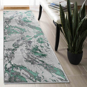 Picasso Modern Waterflow Abstract Area Rugs Aqua 60x220 cm