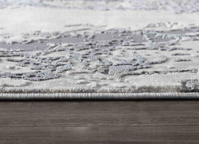 Picasso Modern Waterflow Abstract Area Rugs Silver 160x230 cm