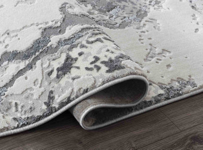 Picasso Modern Waterflow Abstract Area Rugs Silver 160x230 cm