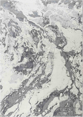 Picasso Modern Waterflow Abstract Area Rugs Silver 160x230 cm