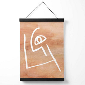 Picasso Style Abstract Terracotta Face Medium Poster with Black Hanger