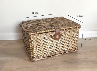 Picnic Hamper Basket With Lid Latch No Lining Brown Large 41 x 34 x 22 cm