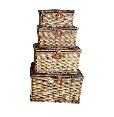 Picnic Hamper Basket With Lid Latch No Lining Brown Large 41 x 34 x 22 cm