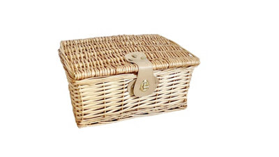 Picnic Hamper Basket With Lid Latch No Lining Natural Small 30 x 23 x 13 cm