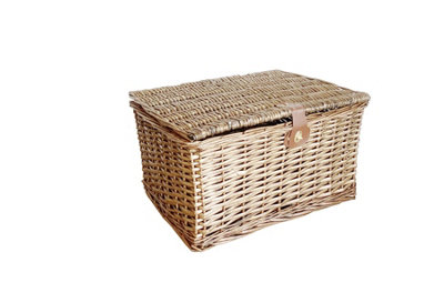 Picnic Hamper Basket With Lid Latch No Lining Oak,Extra Large 48 x 39 x ...