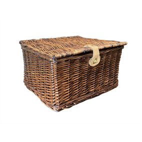 Picnic Hamper Basket With Lid Latch No Lining Oak,Large 41 x 34 x 22 cm