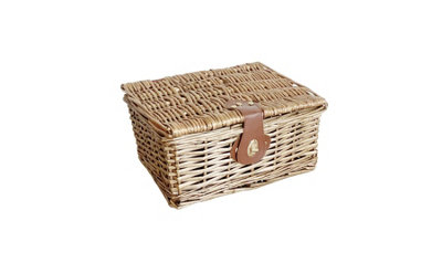 Picnic Hamper Basket With Lid Latch No Lining Oak,Small 30 x 23 x 13 cm