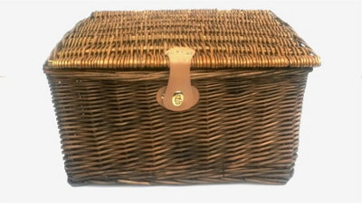 Picnic Hamper Basket With Lid Latch No Lining Pine,Large 41 x 34 x 22 cm