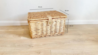 Picnic Hamper Basket With Lid Latch No Lining Pine,Large 41 x 34 x 22 cm