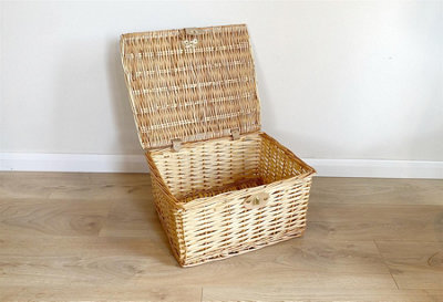 Picnic Hamper Basket With Lid Latch No Lining Pine,Large 41 x 34 x 22 cm