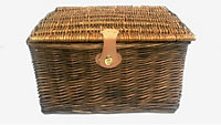Picnic Hamper Basket With Lid Latch No Lining Pine,Small 30 x 23 x 13 cm