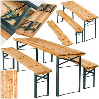 Picnic Table and Benches Sissi - 3-piece, foldable - brown