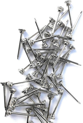 Picture Hanging Pins Chrome Knurled Head Pins for Photo Frames Art & Wall Hanging Strong & Secure Nails for DIY Home Office x 50