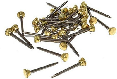 Picture Photo Hanging Hook Pins Knurled Brass Head Strong & Secure Fixing Ideal for Walls & Wooden Surfaces (Pack of 50)