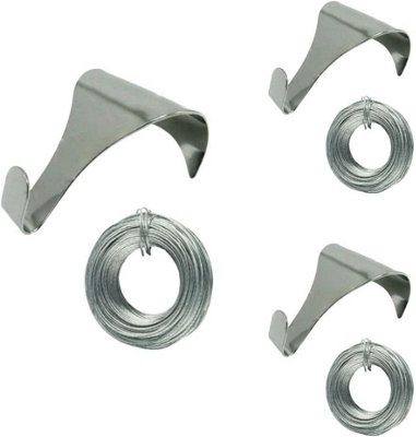 Picture Rail Hooks Dado Rail Picture Hooks Chrome Moulding Hooks 3m Chrome Wire for Picture Rail Wall Hanging Decoration 10pc
