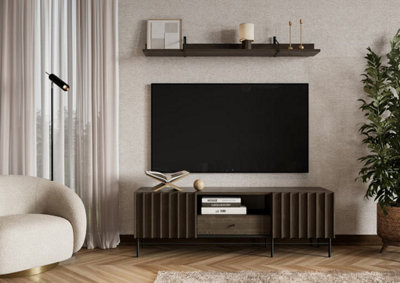 Piemonte Dark Oak Effect TV Cabinet (H)550mm  (W)1650mm (D)440mm  with Drawer and Open Compartment