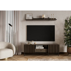 Piemonte Dark Oak Effect TV Cabinet (H)550mm  (W)1650mm (D)440mm  with Drawer and Open Compartment