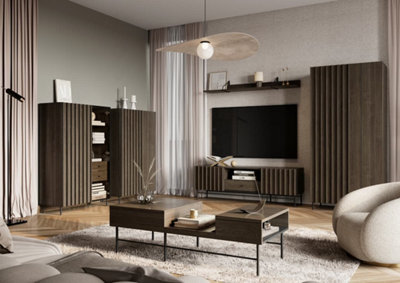 Piemonte Highboard Cabinet (H)1440mm (W)920mm (D)440mm - Dark Oak ...