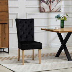 Pienza Velvet Dining Chairs - Set of 2 - Black