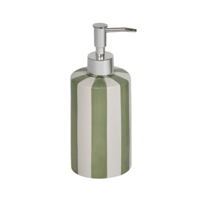 Pier Green & White Striped Liquid Soap Dispenser 2 Set