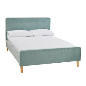 Pierre 4.6 Double Upholstered Bed Aqua