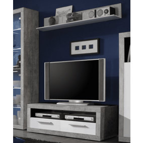 Pietra 120cm TV Cabinet Grey and White Gloss